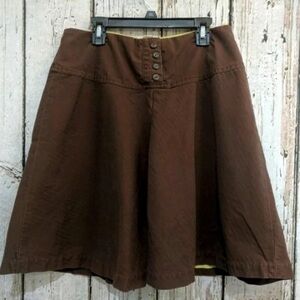 Brown Button-Front Skirt